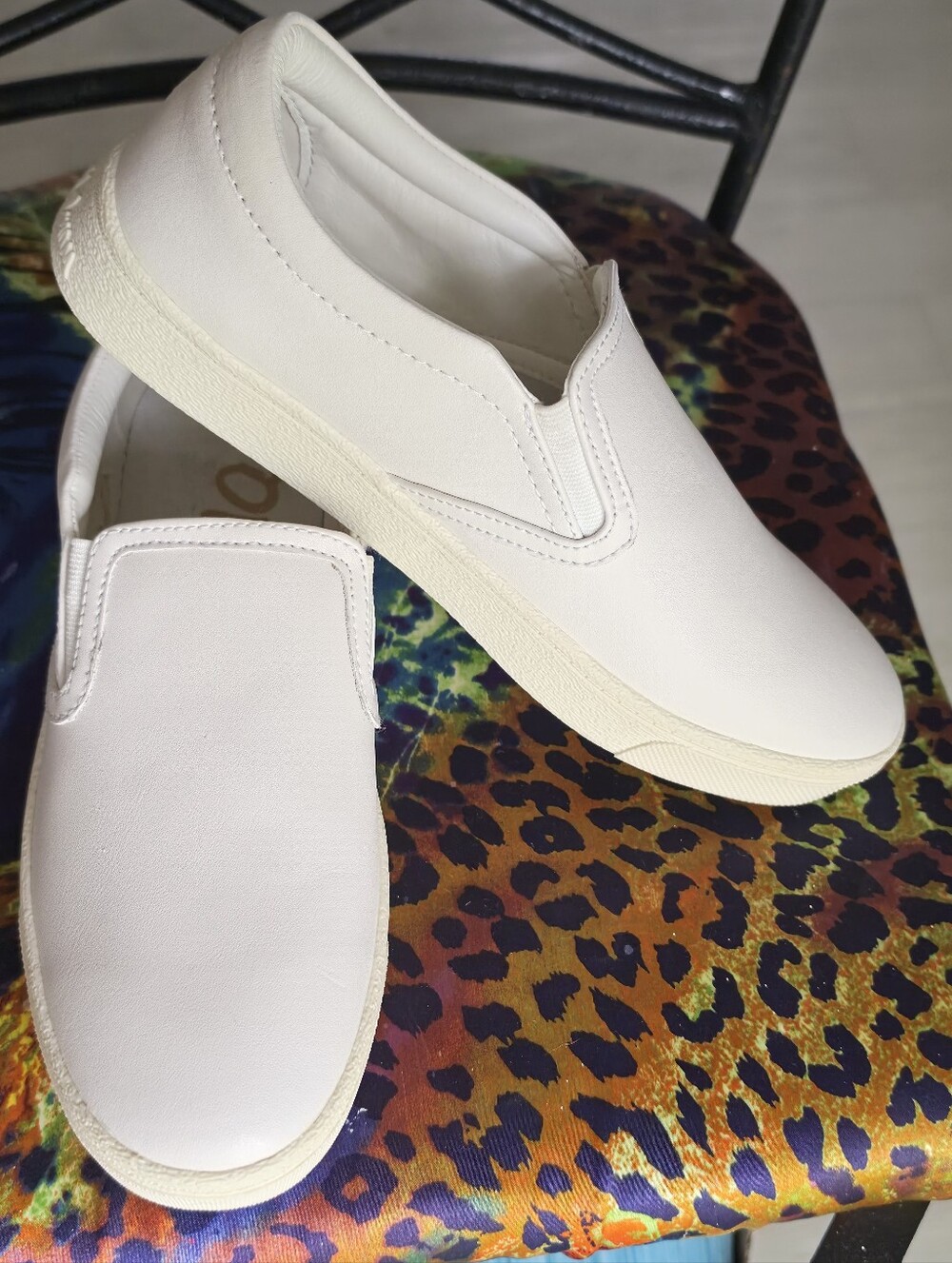 Sam Edelman White Leather Slip-On Sneakers With Very Soft Sole